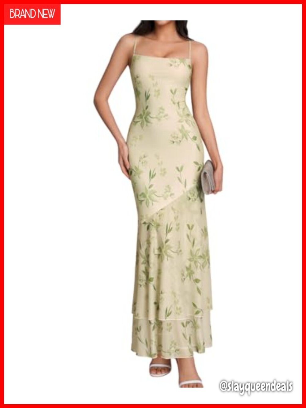Spaghetti Strap Floral Maxi Dress – Bodycon Wedding Guest Cocktail Dress